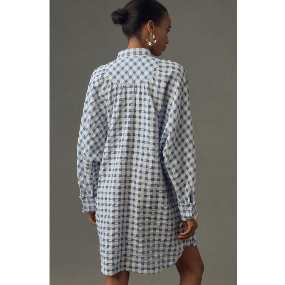 Anthropologie Blue and White Gingham Mini Dress - Picture 10 of 10